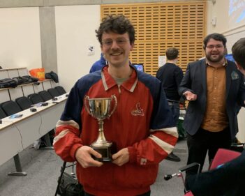 Harrison Whitaker with quiz trophy